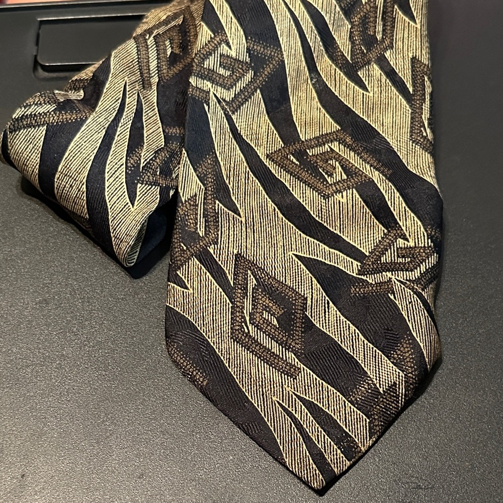 Sartori Silk Black and Gold made in Italy Geometric Men's Tie